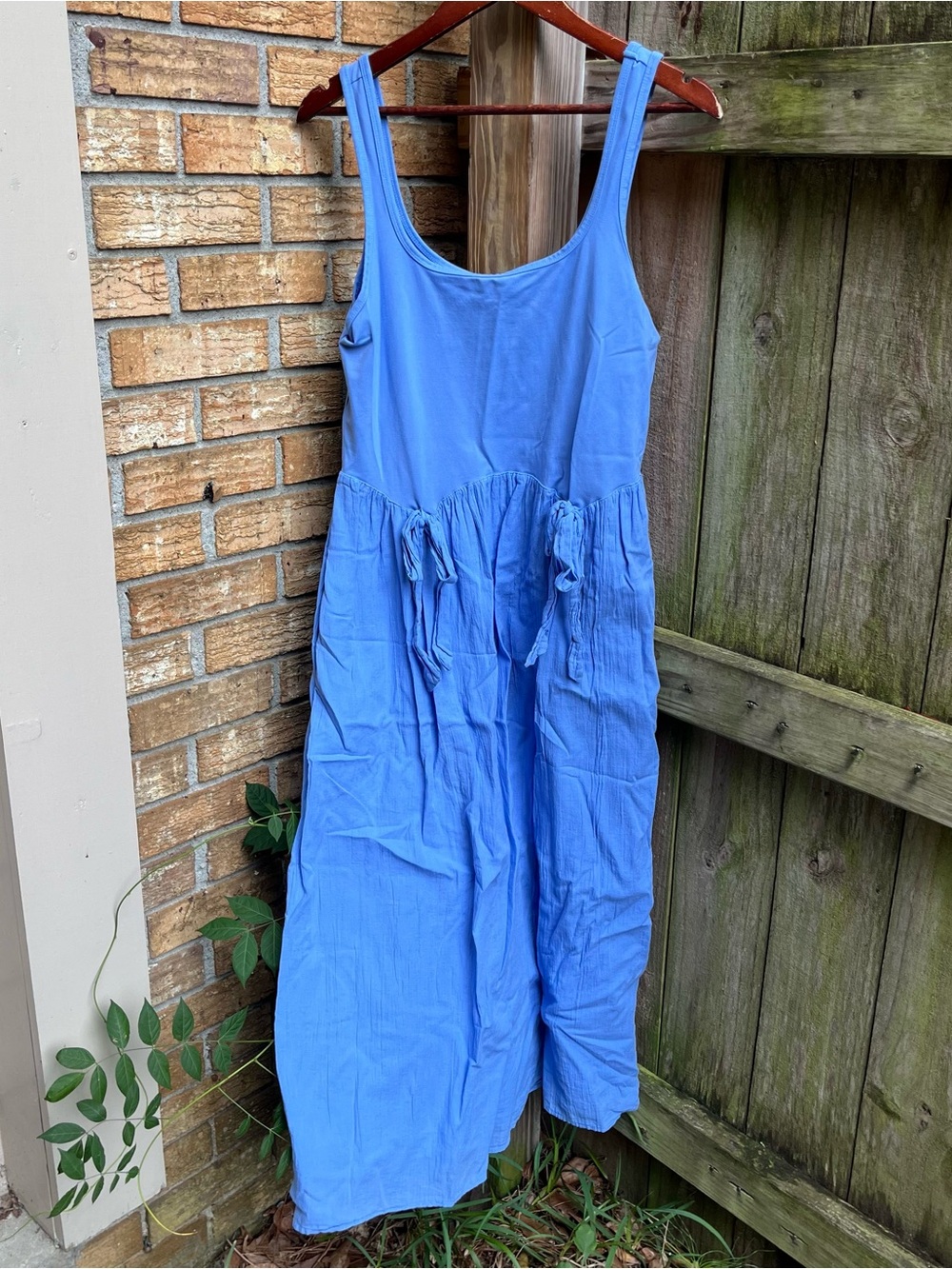 aerie | Dresses | Aerie Blue Cotton Midi Dress With Bows